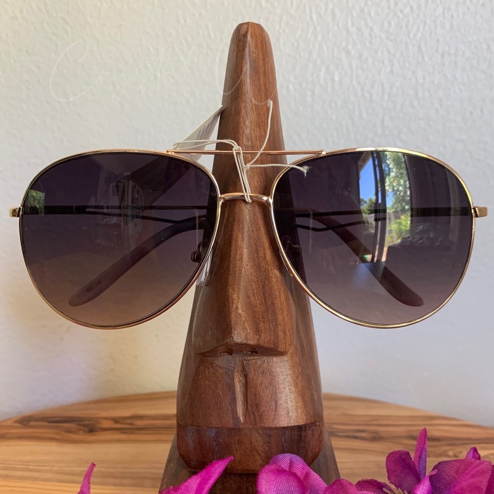 White & Gold Classic Aviator Sunglasses